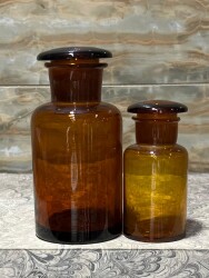 Vintage Amber Renkli Eczacı Şişeleri İki Boy Set 13,9cm AOB8839 - 3