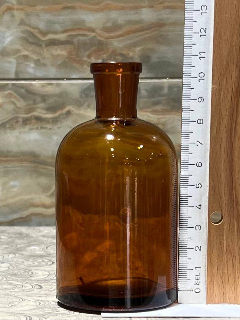 Vintage Amber Renkli Eczacı Şişesi 10.5cm AOB8834 - 2