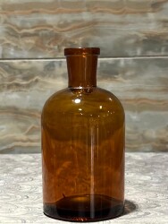 Vintage Amber Renkli Eczacı Şişesi 10.5cm AOB8834 - 3
