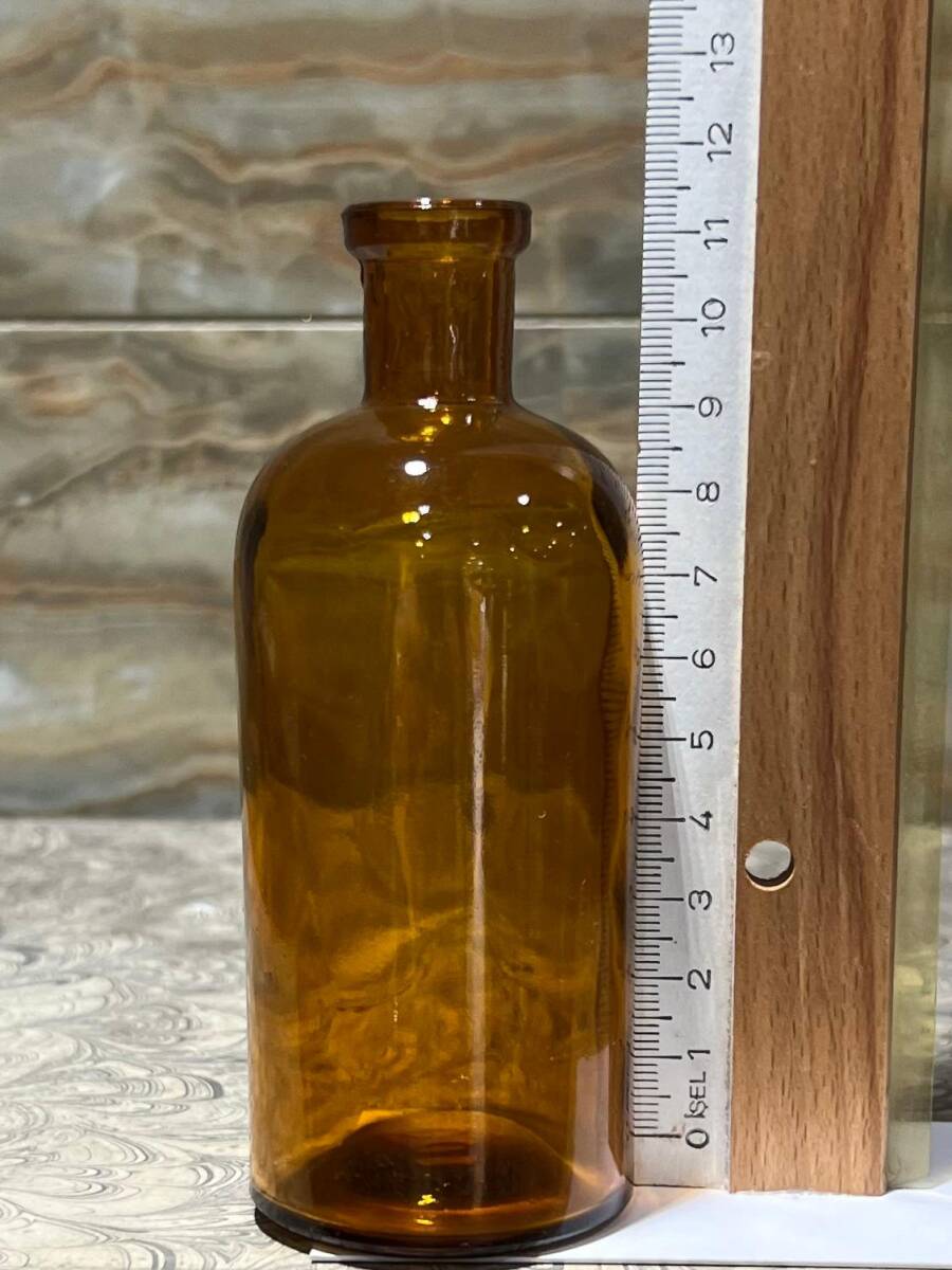 Vintage Amber Renkli Eczacı Şişesi 11.5cm AOB8836 - 2