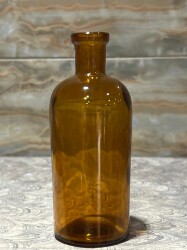 Vintage Amber Renkli Eczacı Şişesi 11.5cm AOB8836 - 3