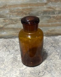 Vintage Amber Renkli Eczacı Şişesi 14cm AOB8816 - 3