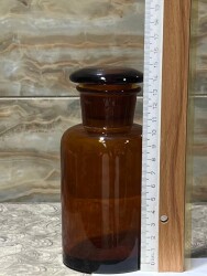 Vintage Amber Renkli Eczacı Şişesi 14cm AOB8816 - 2