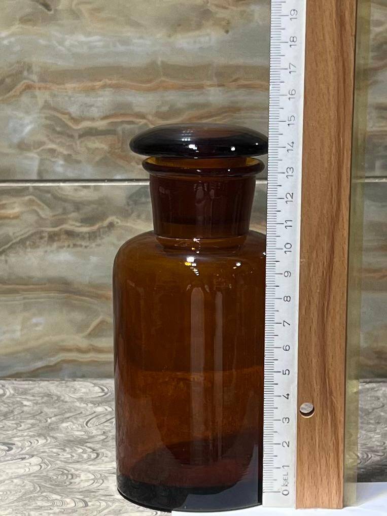Vintage Amber Renkli Eczacı Şişesi 14cm AOB8816 - 2