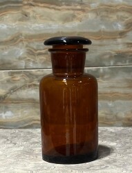 Vintage Amber Renkli Eczacı Şişesi 14cm AOB8816 - 4