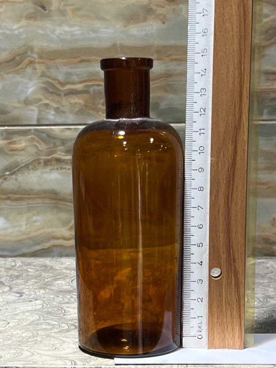 Vintage Amber Renkli Eczacı Şişesi 15cm AOB8832 - 2