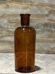 Vintage Amber Renkli Eczacı Şişesi 15cm AOB8832 - 3