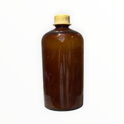 Vintage Amber Renkli E.MERCK Üzerinde Şirket Mühürlü Eczane Laoratuvar Şişesi 28cm AOB8821 - 