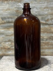 Vintage Amber Renkli Hayvansal İlaç Şişesi 33cm AOB8820 - 3