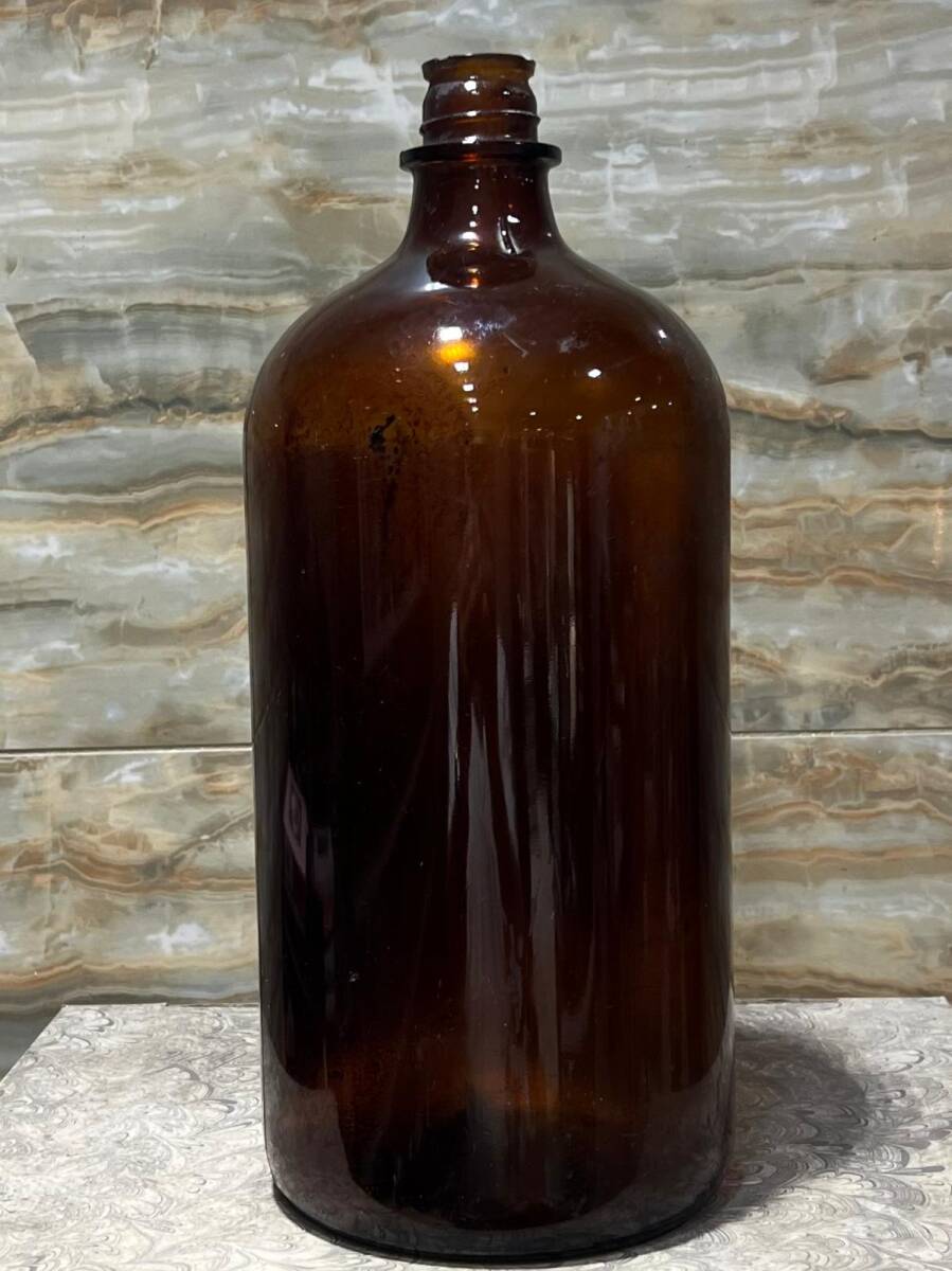 Vintage Amber Renkli Hayvansal İlaç Şişesi 33cm AOB8820 - 3