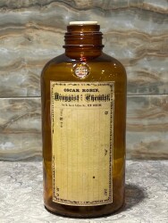 Vintage Amber Renkli Oscar Robin Eczacı Kimyager Adına Mühürlü Eczacı Şişesi 21cm AOB8827 - 4