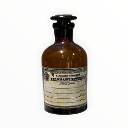 Vintage Amber Renkli Osmanlıca Pharmacie Zezemski Eczacı Şişesi 13.5cm AOB8830 - 