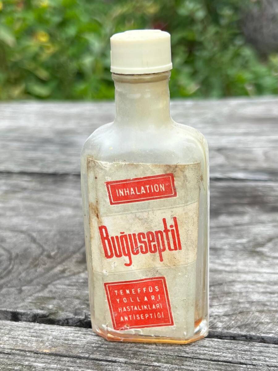 Vintage Buğuseptil İlaç Şişesi 1960 - 1970's AOB7524 - 4