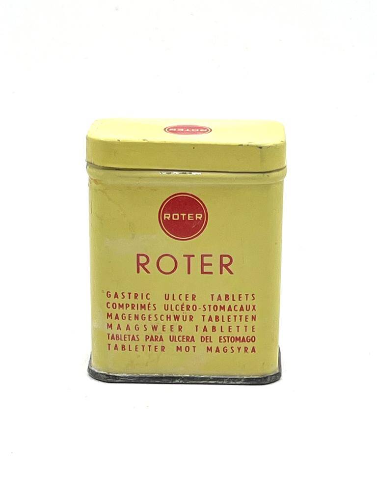 Vintage Roter Mide Komprime 4 Dilde Boş Teneke Kutu 1945 İlaç Kutusu MDL79 (N) - 1