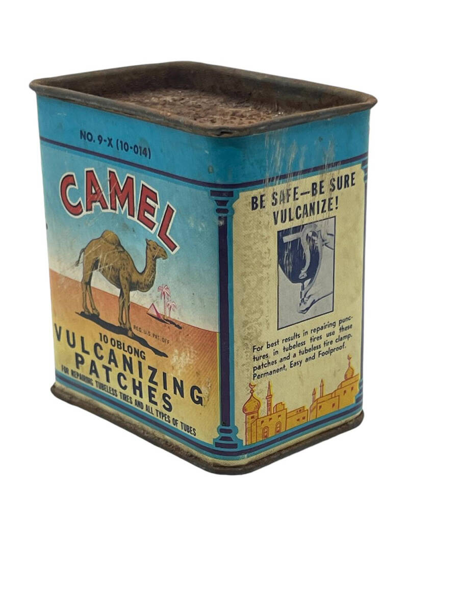 Vintage Camel Yuvarlak Vulkanize Yama Üniteleri Kiti 1946 Koleksiyonluk Teneke Kutu AOB4228 (N) - 2