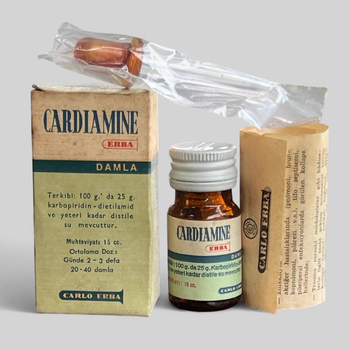 Vintage Cardıamıne İlaç Kutusunda Koleksiyonluk Tüketilmez MDL352 - 1