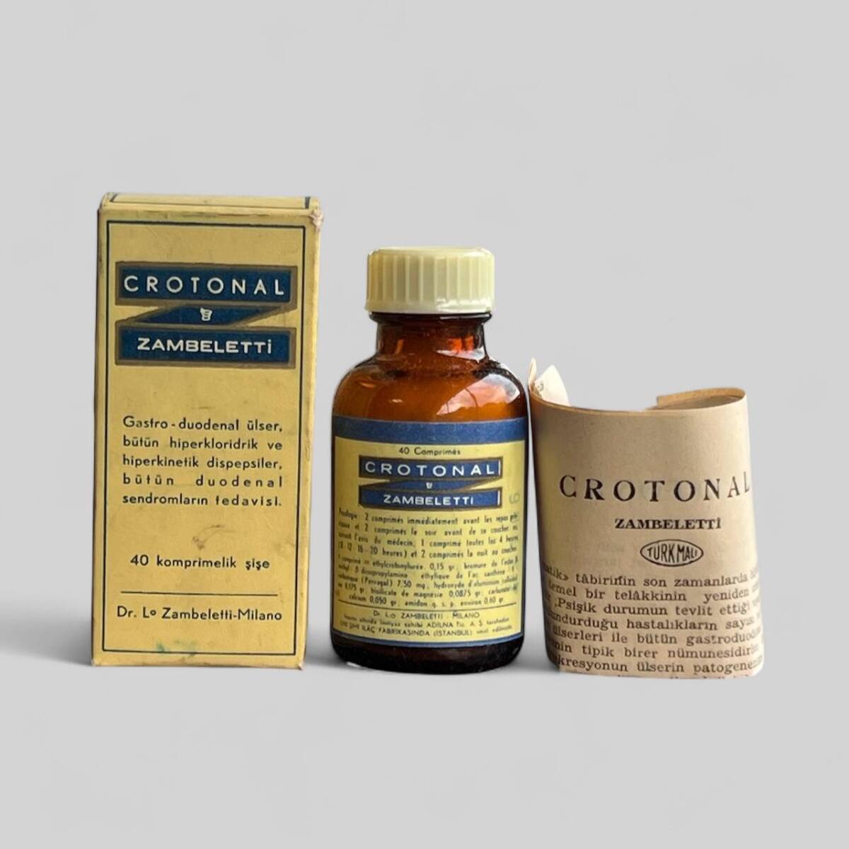Vintage Crotonal İlaç Kutusunda Koleksiyonluk Tüketilmez MDL337 - 1