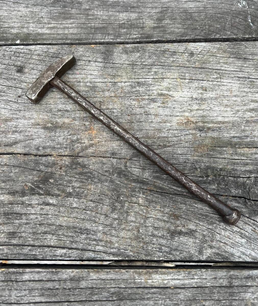 Vintage Dövme Demirden Yapılmış Komple Demir Çekiç AOB6369 - 2