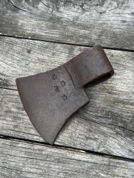Vintage Dövme Demirden Yapılmış Usta Damgalı Balta AOB6371 - 5