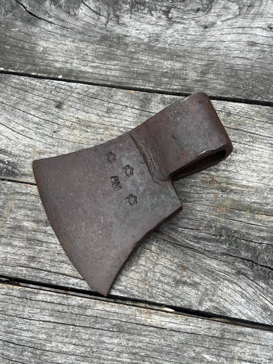 Vintage Dövme Demirden Yapılmış Usta Damgalı Balta AOB6371 - 5