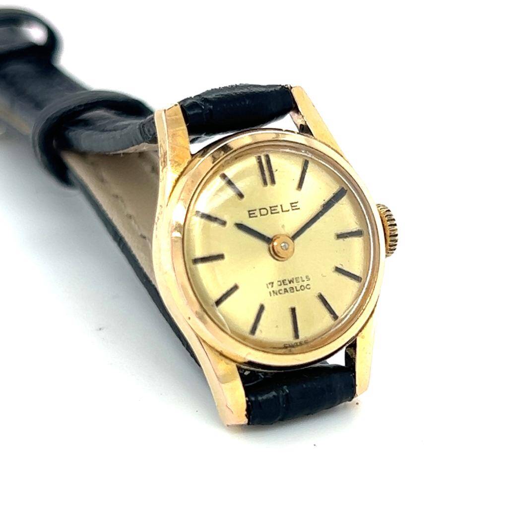 Vintage EDELE Altın Kaplama Kurmalı İsviçre Bayan Kol Saati EBY326 - 4