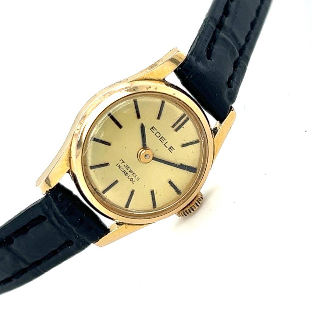 Vintage EDELE Altın Kaplama Kurmalı İsviçre Bayan Kol Saati SAA232 #1.66 - 1