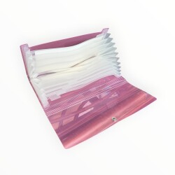 Vintage Expanding File - Dta System 12 Bölmeli Körüklü Evrak Dosyası ''Pembe''AOB8690 - 