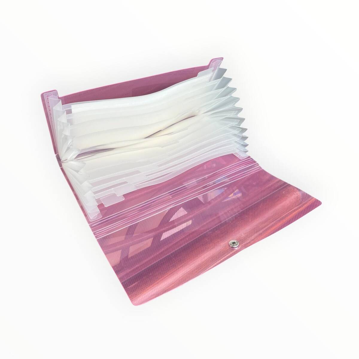 Vintage Expanding File - Dta System 12 Bölmeli Körüklü Evrak Dosyası ''Pembe''AOB8690 - 1