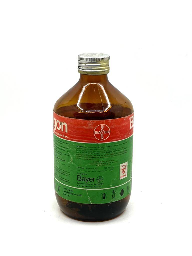Vintage Baygon Bayer Püskürtme İlacı Şişesi Kısmen Dolu MDL293 - 2