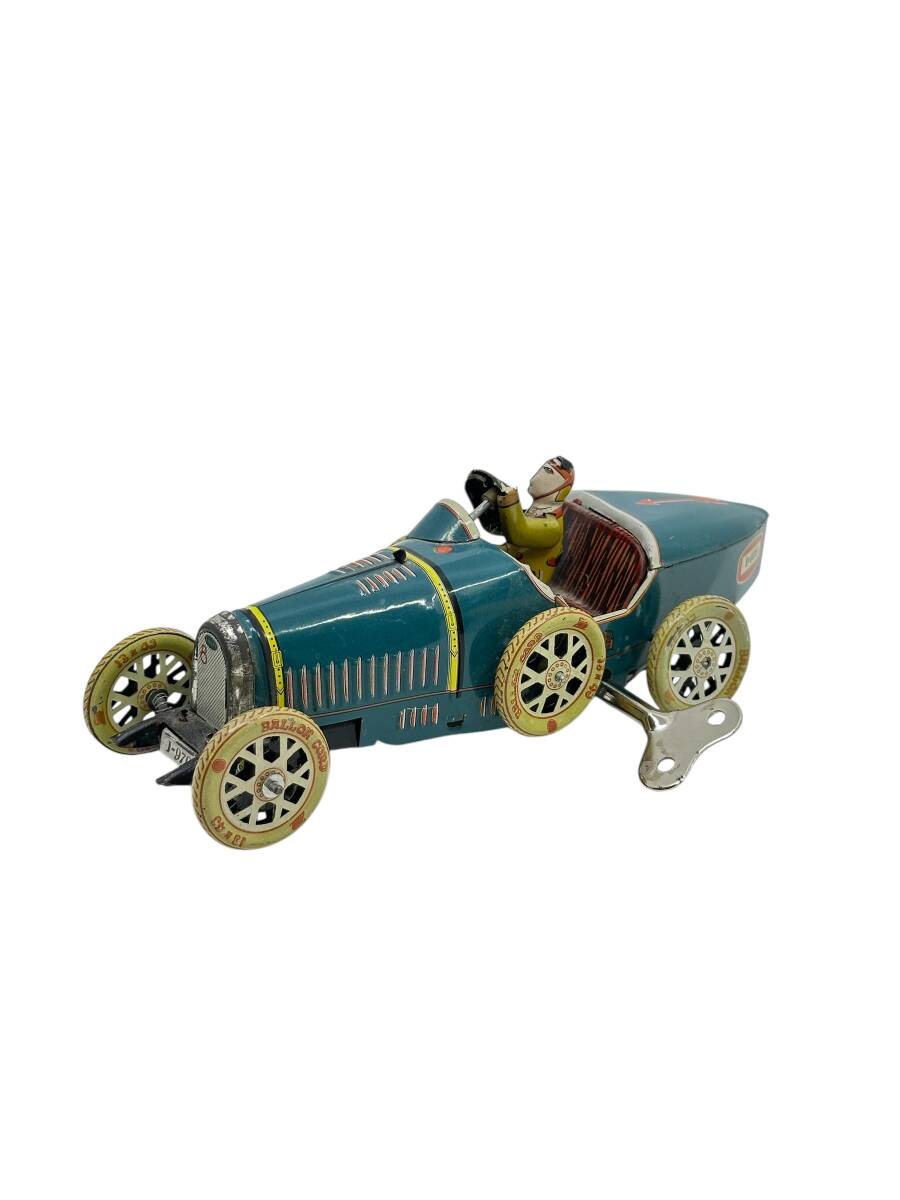 Vintage Kurmalı Teneke Bugatti I-970 Oyuncak Araba AOB4542 - 6