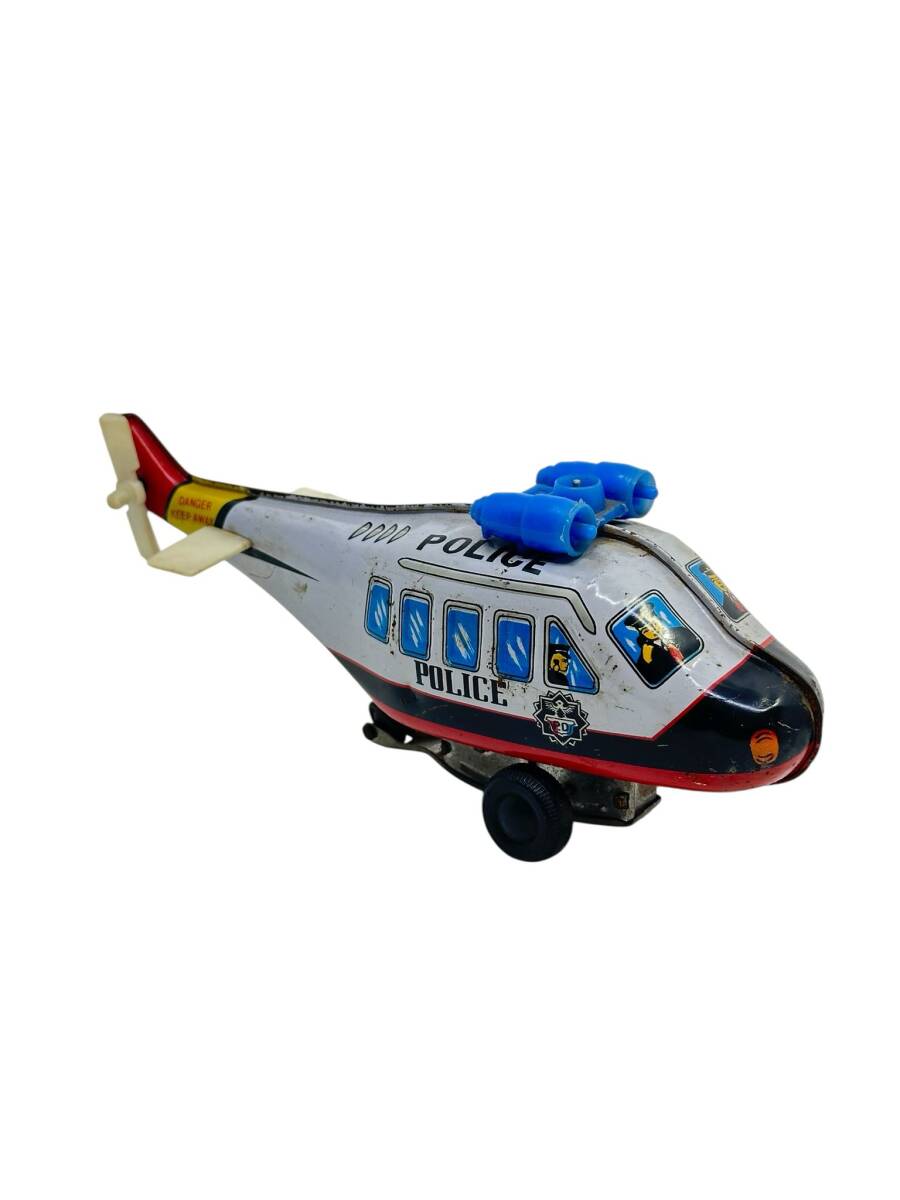  Vintage Kurmalı Teneke Oyuncak Polis Helikopteri AOB4459 - 2