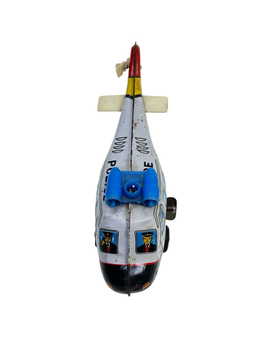  Vintage Kurmalı Teneke Oyuncak Polis Helikopteri AOB4459 - 3