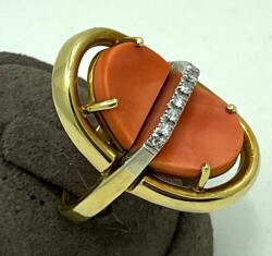 Vintage Mercan ve Pırlanta Taşlı Yüzük ELM037 #12.73 - 2