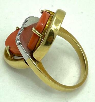 Vintage Mercan ve Pırlanta Taşlı Yüzük ELM037 #12.73 - 4