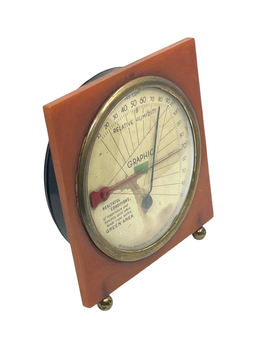 Vintage Middlebury Elektrikli Saat Art Deko Stili Bakalit Barometre Termometre AOB4244 - 2