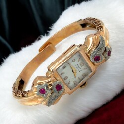 Vintage Nacar 18 Ayar Elmas ve Yakut Taşlı Bayan Kol Saati ELM366 #35.74 - Gökçekoleksiyon