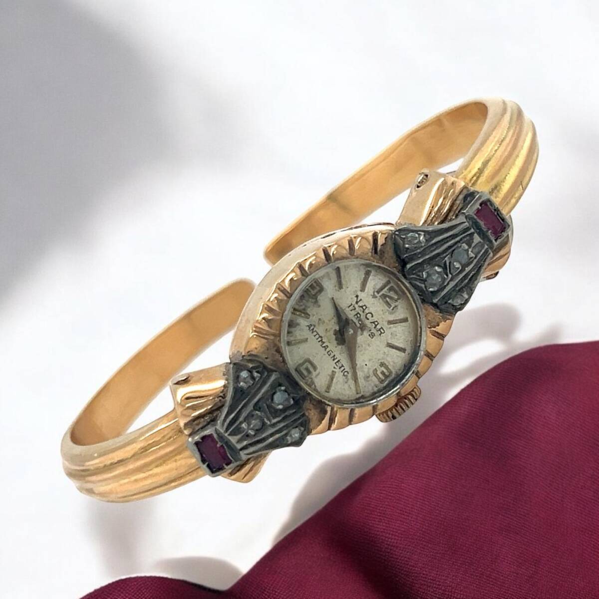 Vintage Nacar Elmas ve Yakut Taşlı Bayan Kol Saati ELM266 - 5
