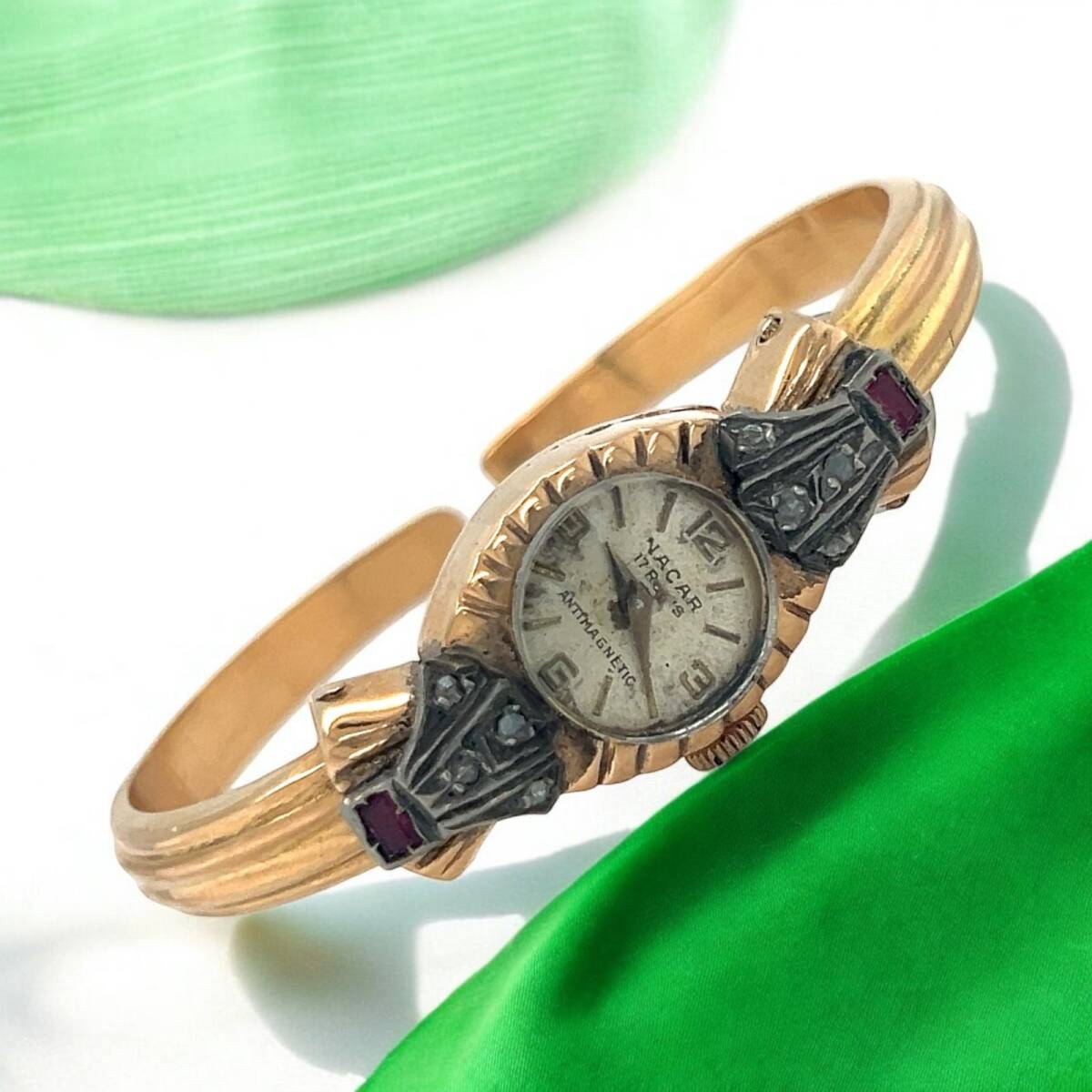 Vintage Nacar Elmas ve Yakut Taşlı Bayan Kol Saati ELM266 #21.60 - 1