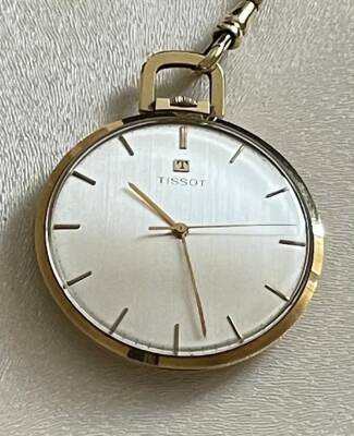 Vintage TISSOT 14 Ayar Altın Kurmalı ve 14 Ayar Zincirli Cep Saati SAA090 - 1