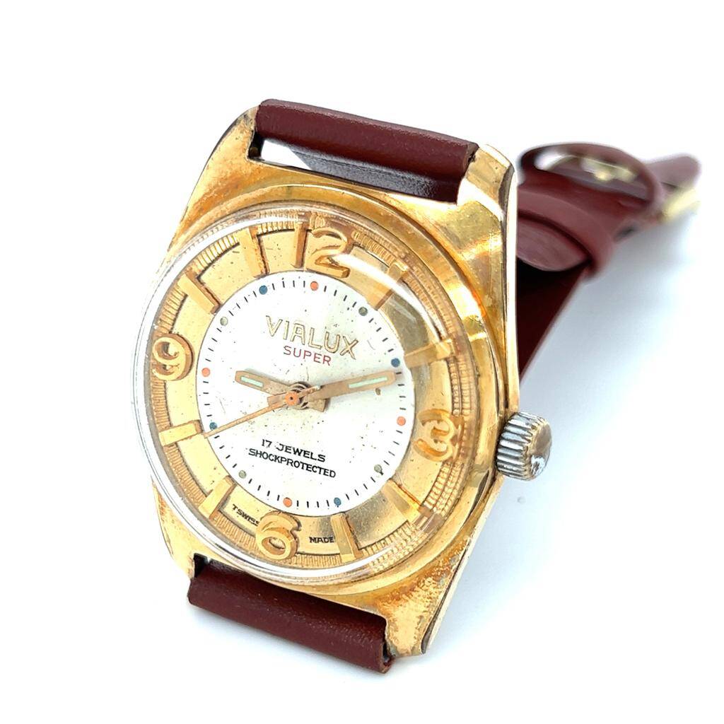 Vintage VIALUX Altın Kaplama Kurmalı Kol Saati EBY309 - 4