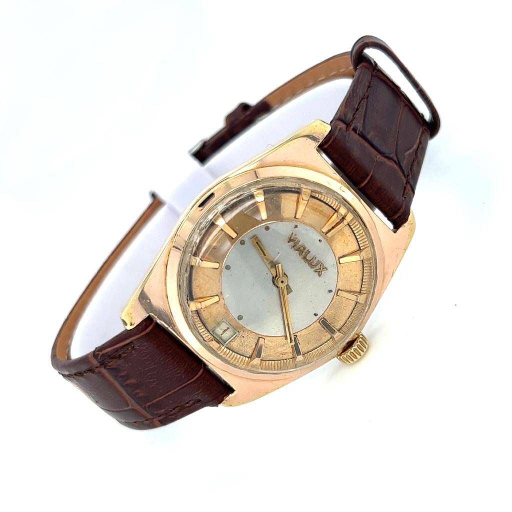 Vintage VIALUX Altın Kaplama Kurmalı Unisex Kol Saati EBY287 - 1