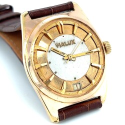 Vintage VIALUX Altın Kaplama Kurmalı Unisex Kol Saati EBY287 - 5