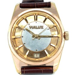 Vintage VIALUX Altın Kaplama Kurmalı Unisex Kol Saati EBY287 - 2
