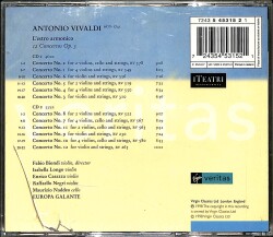 Vivaldi - Fabio Biondi, Europa Galante - L'Estro Armonico - 12 Concertos Op. 3 CD (İkinci El) CD4620 - 2