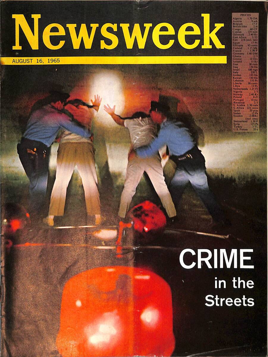 VTG Newsweek Magazine August 16 1965 - The Crime in the Streets No Label NDR91706 - 1