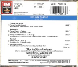 Wagner Orchestral Musıc Tristan Und Isolda-Lohengrin Parsifal-Wıener Phılharmonıker-Rudolf Kempe CD (İkinci El) CD4872 - 2