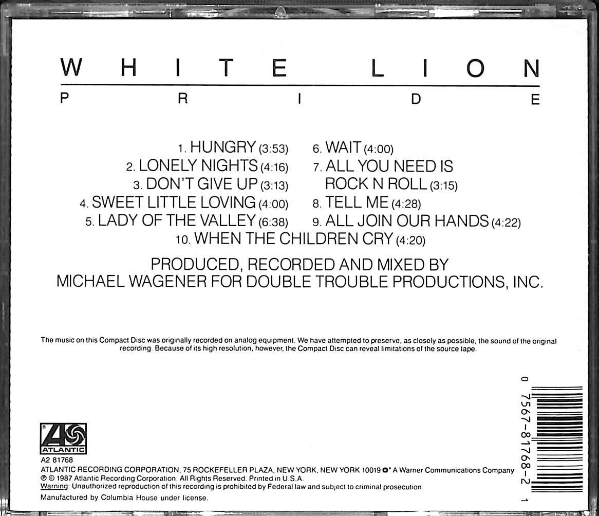 White Lion - Pride CD (İkinci El) CD4100 - 2