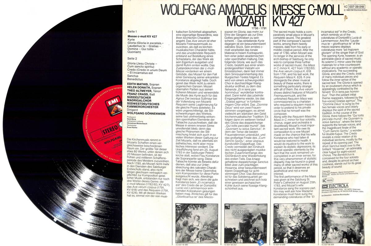 Wolfgang Amadeus Mozart - Messe C-Moll KV 427 (Almanya Baskı) LP PLAK (10/8.5) PLK25982 - 2