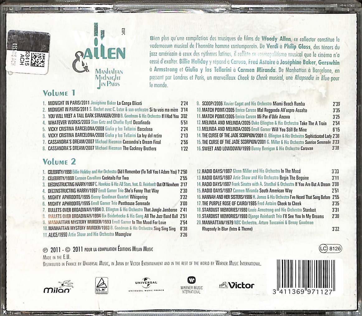 Woody Allen - La Musique De Manhattan À Midnight In Paris CD (İkinci El) CD3986 - 2