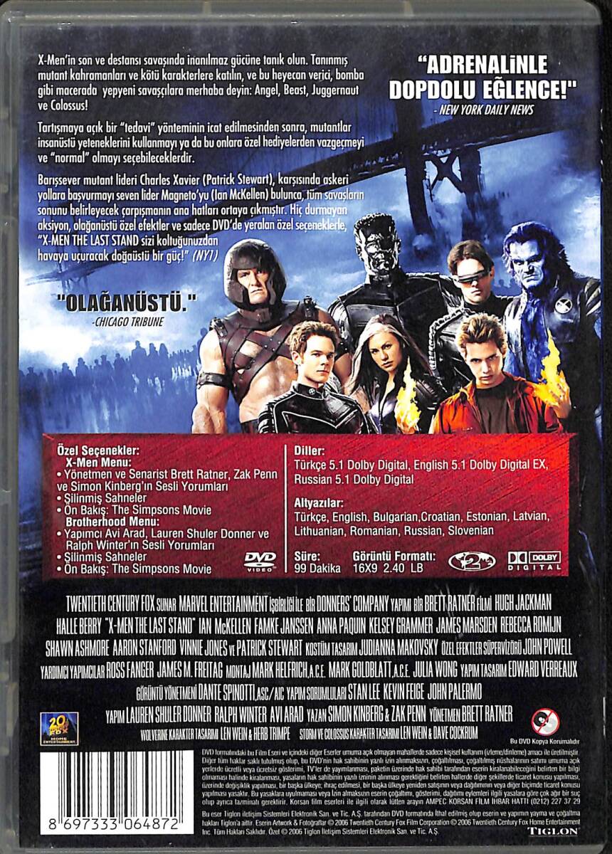 X-Man Son Diriliş DVD Film (İkinci El) DVD2456 - 2